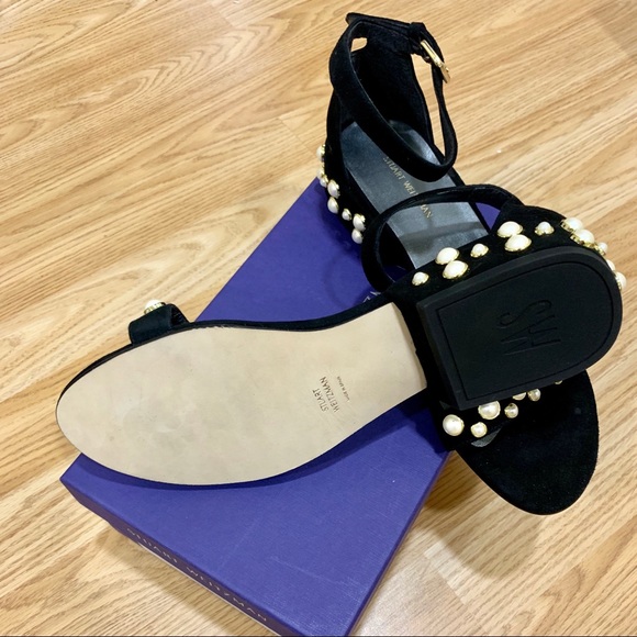 Stuart Weitzman Allpearls Suede Block-Heel Sandal - Picture 3 of 8